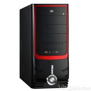 Computadora de torre de color negro con rojo