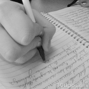 Persona escribiendo en cuaderno